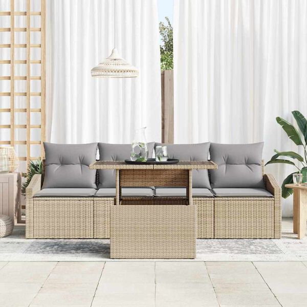 vidaXL Ensemble de canap&eacute; de jardin 5 pcs beige et gris clair