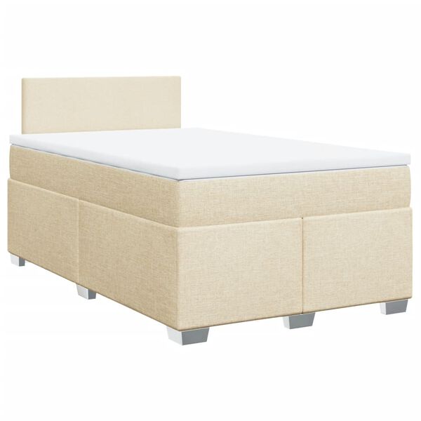 vidaXL Sommier à lattes de lit avec matelas Crème 120x200 cm Tissu