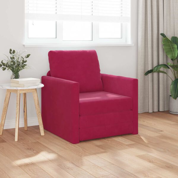 vidaXL Canap&eacute;-Lit 60cm Bordeaux Velours