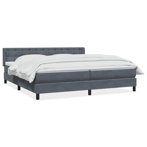 vidaXL Sommier &agrave; lattes de lit et matelas gris fonc&eacute; 180x220cm velours