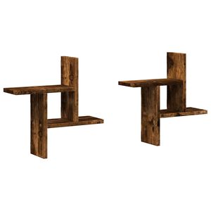 vidaXL &Eacute;tag&egrave;res murales 2 pcs ch&ecirc;ne fum&eacute; 38x12x38 cm bois d'ing&eacute;nierie