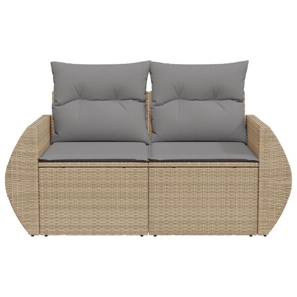 vidaXL Canapé de jardin avec coussins 2 places beige résine tressée