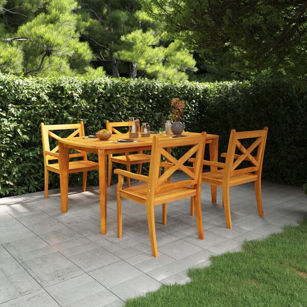 vidaXL Ensemble &agrave; manger de jardin 5 pcs Bois d'acacia solide