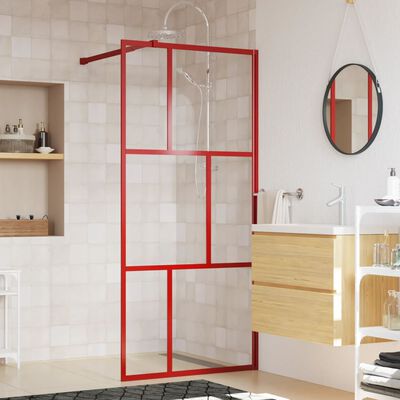 vidaXL Paroi de douche avec verre ESG transparent rouge 80x195 cm