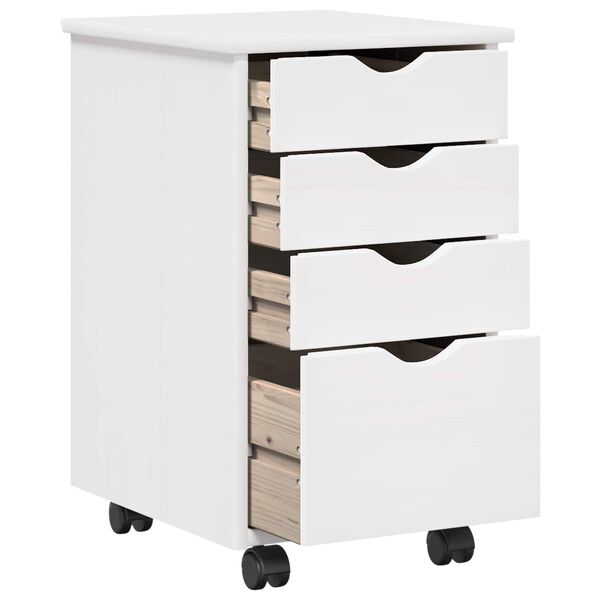 vidaXL Cabinet roulant Blanc 34 x 39 x 56 cm Bois de Pin Massif
