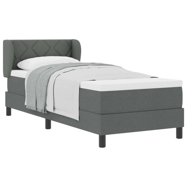 vidaXL Lit &agrave; ressorts avec matelas Gris fonc&eacute; 80 x 200 cm tissu