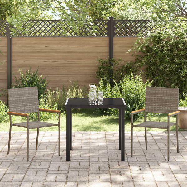 vidaXL Ensemble de salle &agrave; manger pour jardin 3 pcs Gris polyrotin