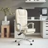 vidaXL Fauteuil de massage inclinable de bureau Cr&egrave;me Similicuir