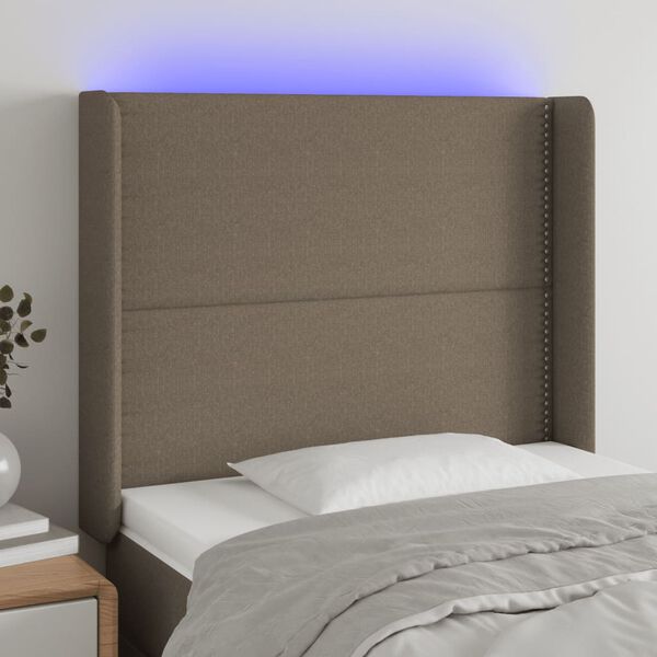 vidaXL T&ecirc;te de lit &agrave; LED Taupe 103x16x118/128 cm Tissu