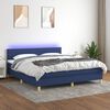vidaXL Sommier &agrave; lattes de lit avec matelas LED Bleu 160x200 cm Tissu