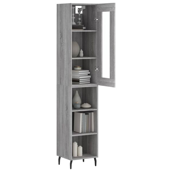 vidaXL Buffet haut Sonoma gris 34,5x34x180 cm Bois d'ing&eacute;nierie