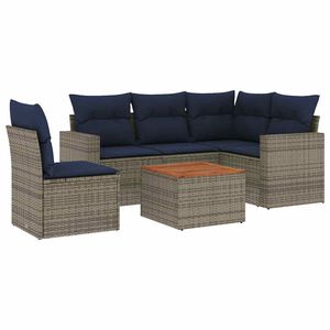vidaXL Salon de jardin 6 pcs avec coussins gris r&eacute;sine tress&eacute;e