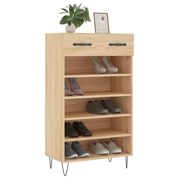 vidaXL Armoire &agrave; chaussures ch&ecirc;ne sonoma 60x35x105cm bois d'ing&eacute;nierie