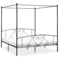 vidaXL Cadre de lit à baldaquin Gris Métal 200 x 200 cm