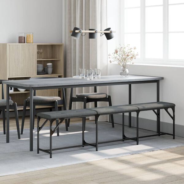 vidaXL Banc &agrave; manger gris fonc&eacute; 186x32x45 cm acier et tissu