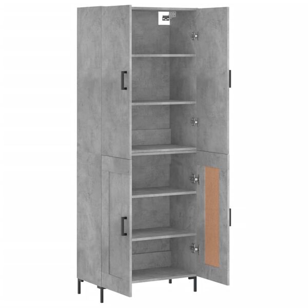 vidaXL Buffet haut Gris b&eacute;ton 69,5x34x180 cm Bois d'ing&eacute;nierie