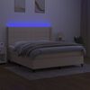 vidaXL Sommier &agrave; lattes de lit matelas et LED Cr&egrave;me 180x200 cm Tissu