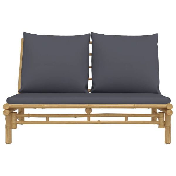 vidaXL Banc de jardin avec coussins gris foncé bambou