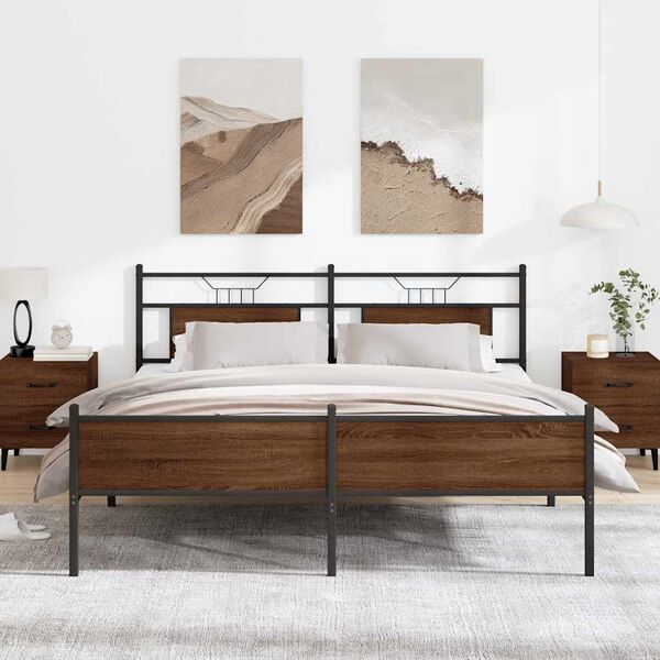 vidaXL Cadre de lit en m&eacute;tal sans matelas ch&ecirc;ne marron 160x200 cm