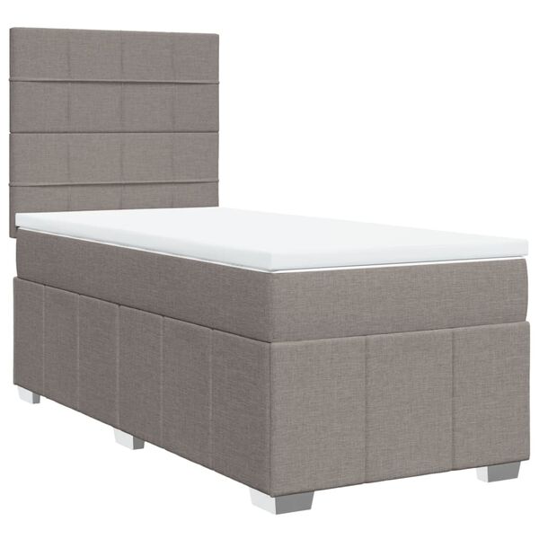 vidaXL Sommier &agrave; lattes de lit avec matelas Taupe 80x200 cm Tissu