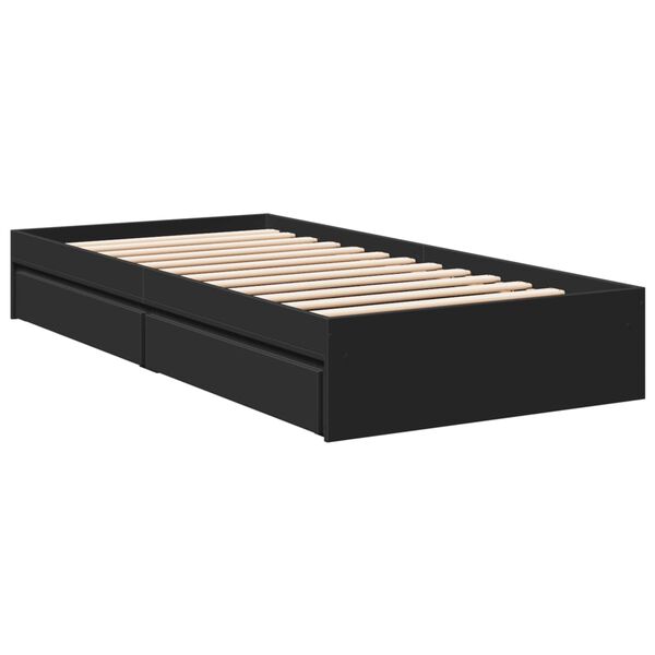 vidaXL Cadre de lit avec tiroirs sans matelas noir 90x190 cm