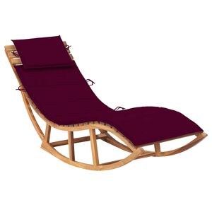 vidaXL Chaise longue &agrave; bascule avec coussin Bois de teck solide