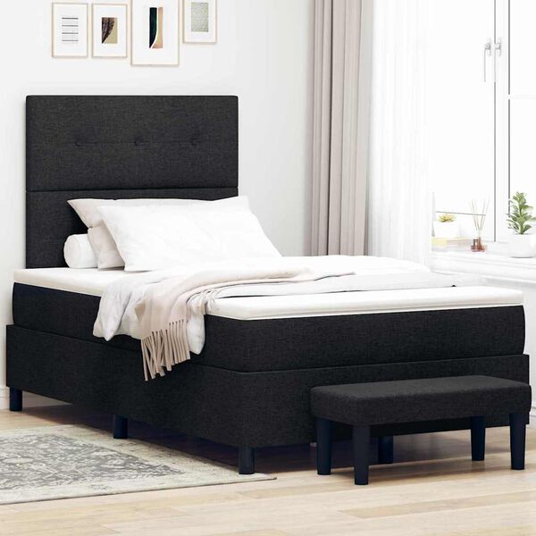vidaXL Lit &agrave; ressorts avec matelas Noir 120 x 200 cm tissu