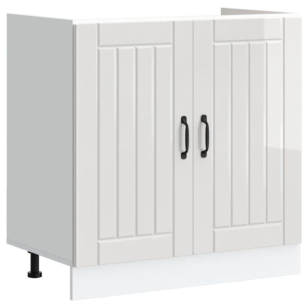 vidaXL Meuble de base de lavabo Lucca blanc brillant bois ing&eacute;nierie