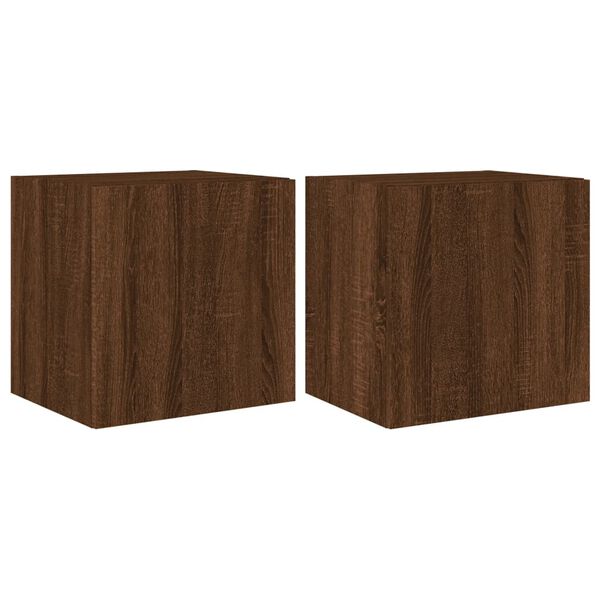 vidaXL Meubles TV muraux lumi&egrave;res LED 2 pcs ch&ecirc;ne marron 40,5x35x40 cm