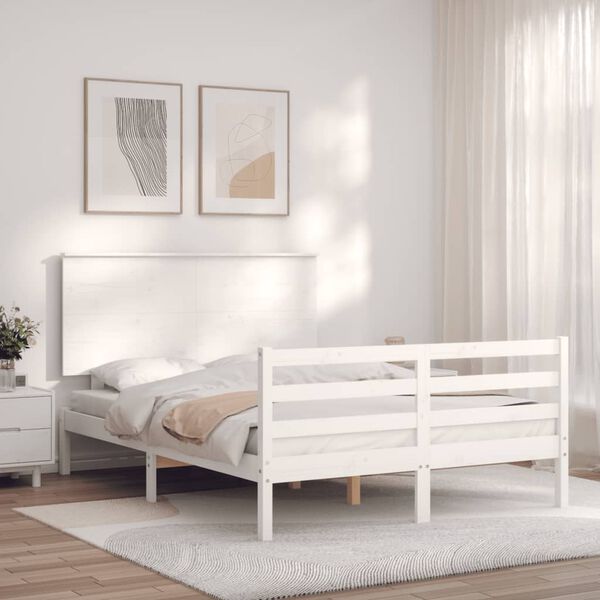 vidaXL Cadre de lit sans matelas blanc 120x200 cm bois massif