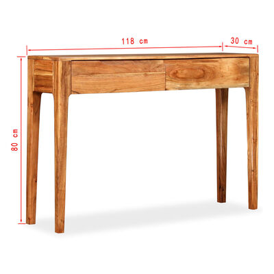 vidaXL Table console Bois massif 118 x 30 x 80 cm