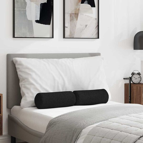 vidaXL Coussins d'accent 2 pcs Noir Ø 15 x 40 cm tissu