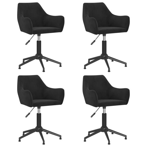vidaXL Chaises pivotantes &agrave; manger lot de 4 noir velours