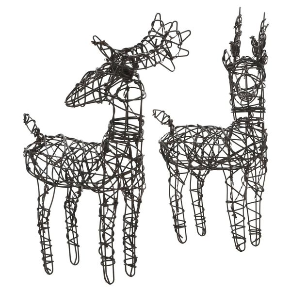 vidaXL Décoration de Noël renne et traîneau 160 LED blanc chaud rotin