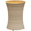vidaXL Table d'appoint de jardin forme tambour beige rotin bois massif