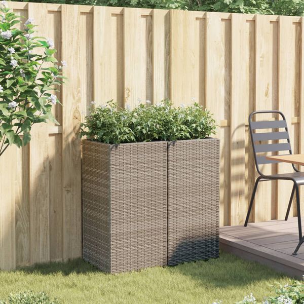 vidaXL Jardini&egrave;res 2 pcs gris 40x40x80 cm r&eacute;sine tress&eacute;e