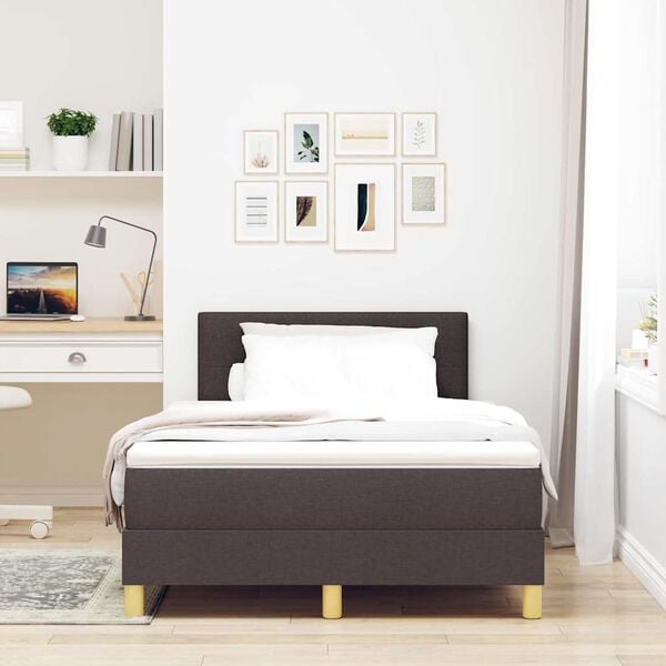 vidaXL Lit &agrave; ressorts avec matelas Marron fonc&eacute; 120 x 190 cm tissu