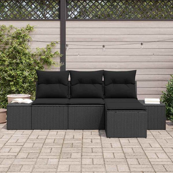 vidaXL Ensemble de canap&eacute; de jardin avec coussin 4 pcs Noir