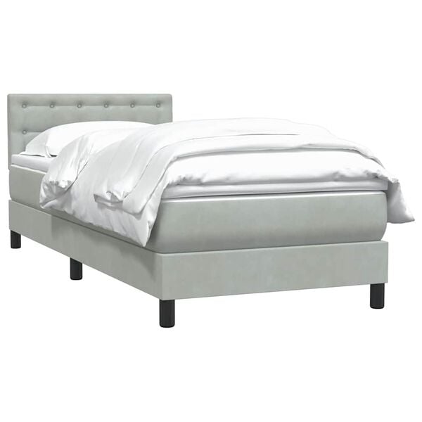 vidaXL Sommier à lattes de lit et matelas gris clair 80x210 cm velours