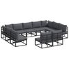 vidaXL Ensemble de canap&eacute; de jardin 11 pc Noir Aluminium
