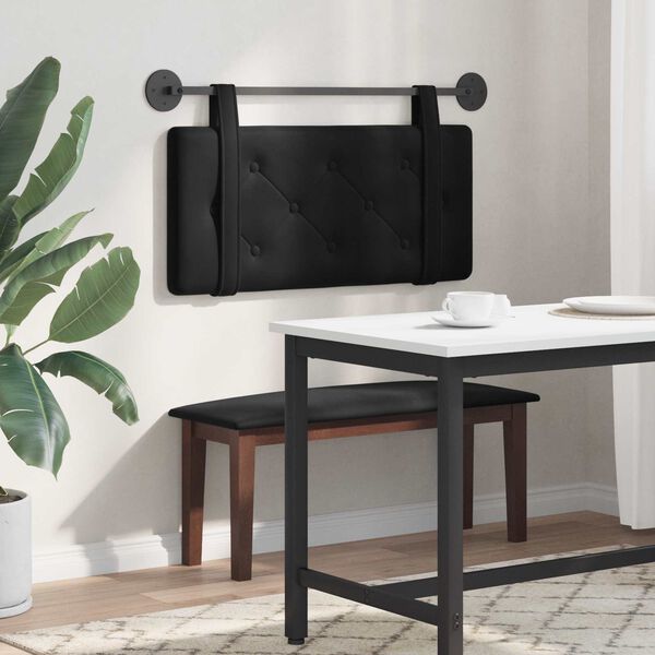 vidaXL T&ecirc;te de lit suspendue Montage mural Noir 90 x 55 x 5 cm Velours