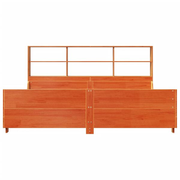 vidaXL Lit biblioth&egrave;que sans matelas cire marron 200x200cm bois massif