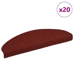 vidaXL Tapis d'escalier autocollants 20 pi&egrave;ces 65 x 21 x 4 cm Bordeaux Rouge Demi-rond Grand