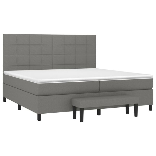 vidaXL Sommier &agrave; lattes de lit avec matelas Gris fonc&eacute; 200x200cm Tissu