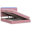 vidaXL Lit de rangement LED avec matelas Rose 160 x 200 cm Velours