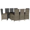 vidaXL Ensemble &agrave; manger de jardin 9 pcs coussins gris r&eacute;sine tress&eacute;e