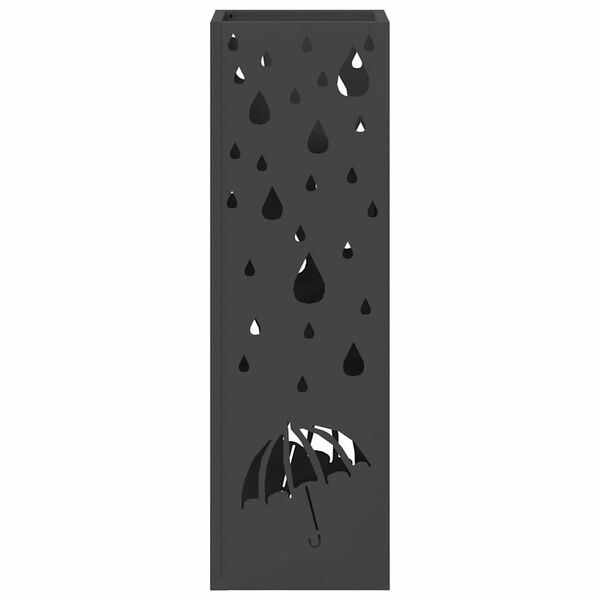 vidaXL Porte-parapluie avec stockage Noir 15,5 x 15,5 x 49 cm M&eacute;tal