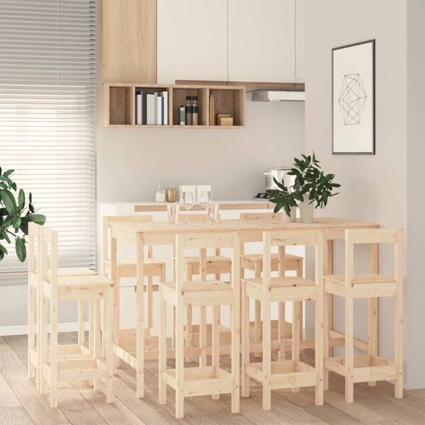 vidaXL Ensemble de bar 9 pcs Bois de pin massif
