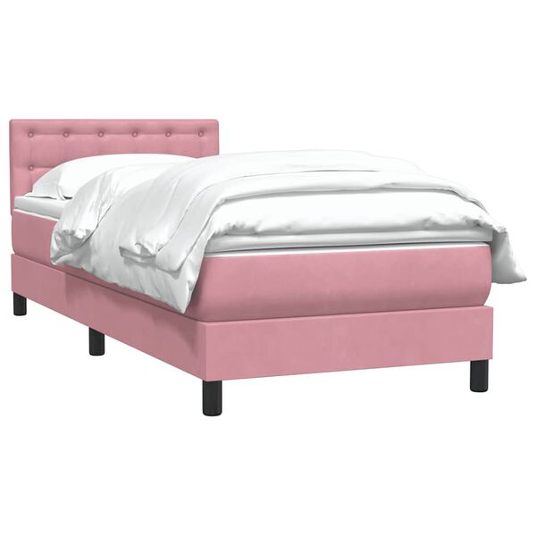vidaXL Sommier &agrave; lattes de lit avec matelas rose 80x210 cm velours
