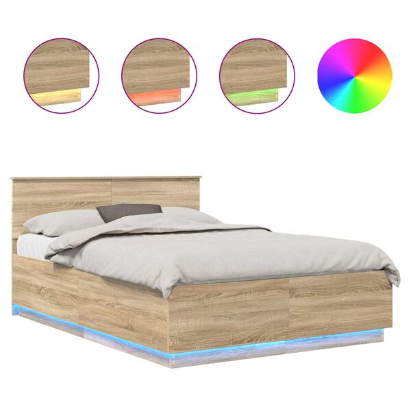 vidaXL Cadre de lit Ch&ecirc;ne Sonoma 150 x 200 cm Bois d'ing&eacute;nierie